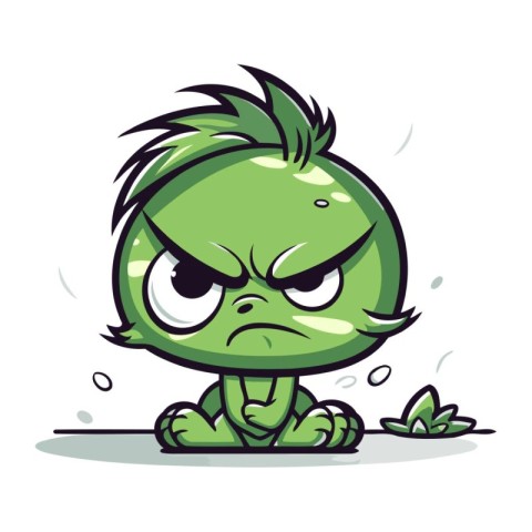 Angry Green Monster Cartoon Mascot Character Vector Illustration