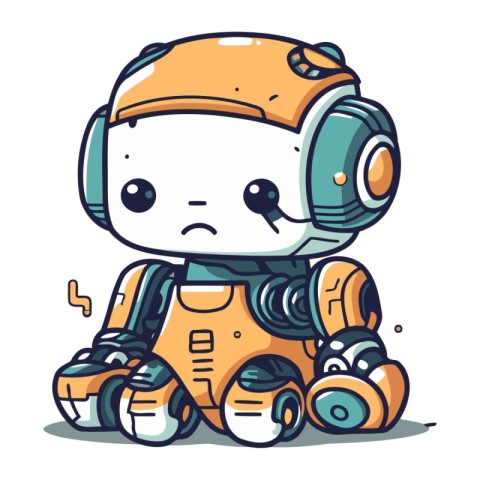 Cute cartoon robot. Vector illustration of a cute robot characte