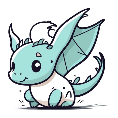 Cute little dragon. Cartoon vector illustration isolated on whit