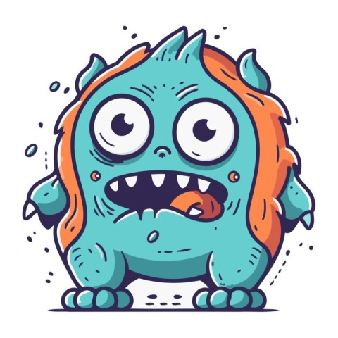 Cartoon monster. Vector illustration of cute monster. Cartoon mo