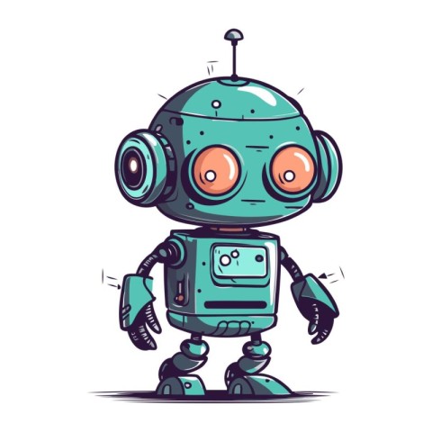 Cartoon robot. Vector illustration of a funny robot. Cartoon rob