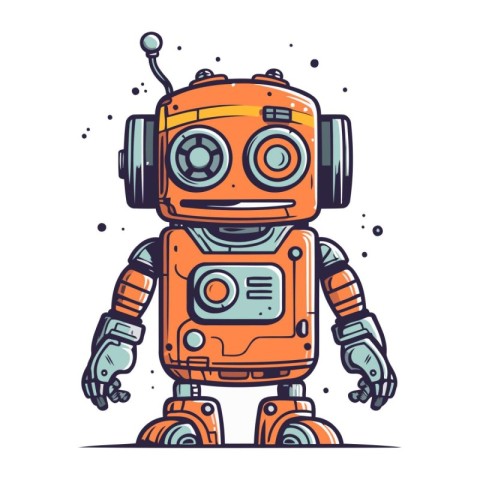 Cartoon robot. Vector illustration of a robot. Cute robot.