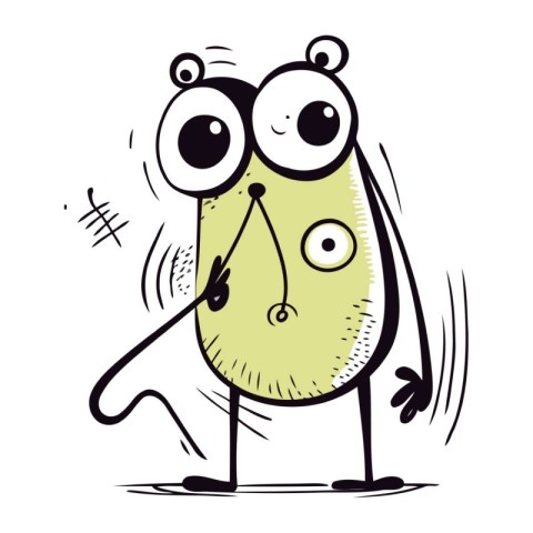 Funny monster with stethoscope. Vector illustration on white bac