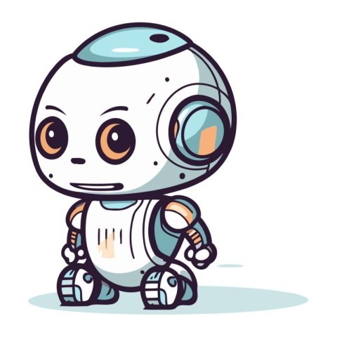 Cute little robot character. Vector illustration of a cute littl