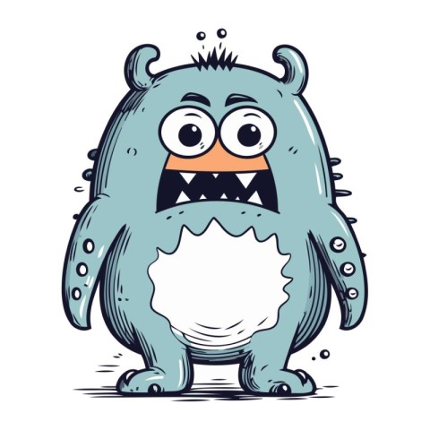 Funny cartoon monster. Vector illustration. Isolated on white ba