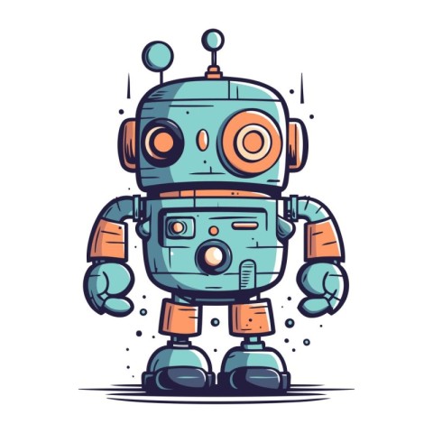 Cartoon robot. Vector illustration of a robot. Cute robot.