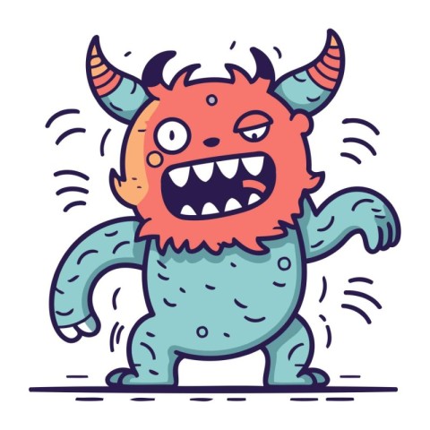 Funny cartoon monster character. Vector illustration of a funny