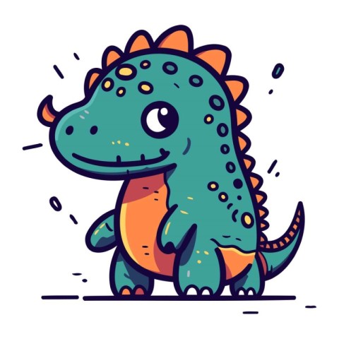 Cute cartoon dinosaur. Vector illustration isolated on a white b