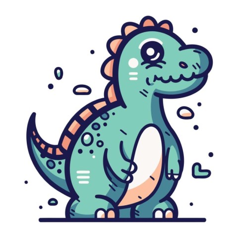 Cute cartoon dinosaur. Vector illustration in doodle style.