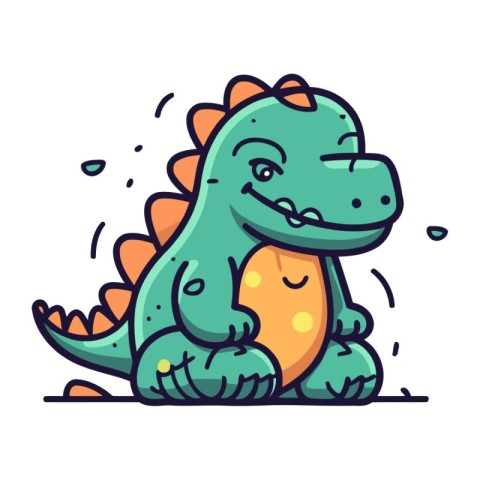 Cute cartoon dinosaur. Vector illustration isolated on a white b