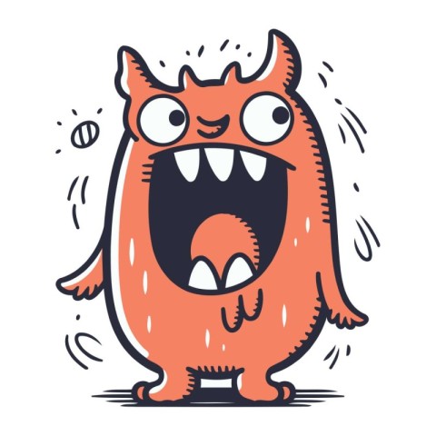 Funny cartoon monster. Vector illustration. Isolated on white ba