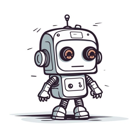 Cute cartoon robot character. Vector illustration of a cute robo