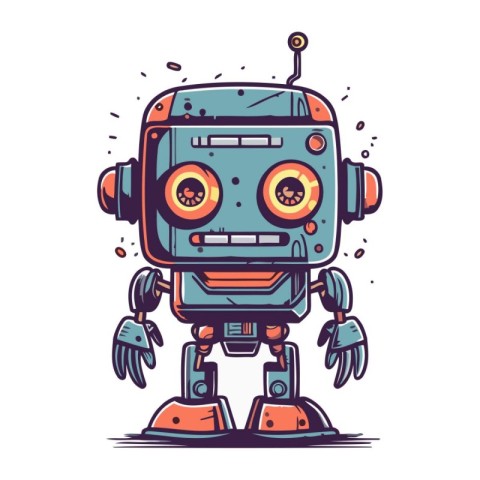 Cute robot vector illustration. Isolated on a white background.