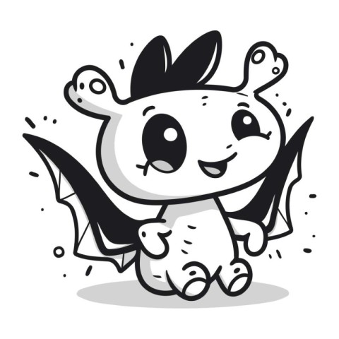 Cute little monster with wings. Vector illustration in cartoon s