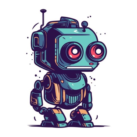 Robot. Vector illustration of a cartoon robot with a camera.