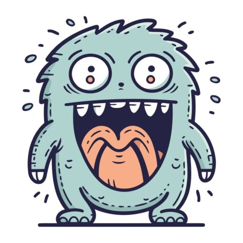 Funny cartoon monster. Vector illustration. Cute monster charact