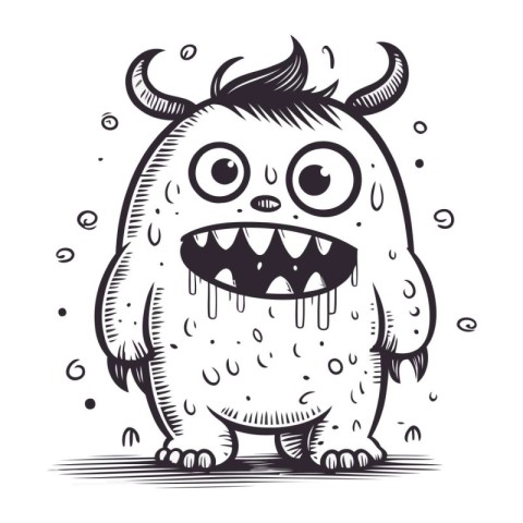 Monster vector illustration. Cute cartoon monster isolated on wh