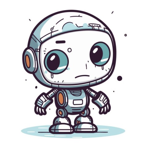 Cute cartoon robot. Vector illustration. Cute little robot.