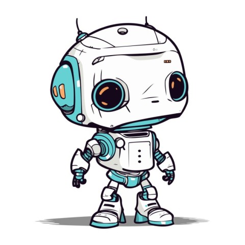 Cartoon robot isolated on a white background. Vector illustratio