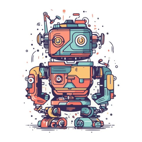 Cute robot vector illustration. Cartoon robot. Cute robot.