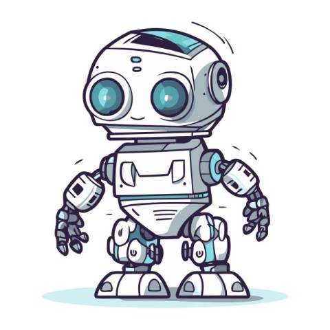 Cartoon robot. Isolated vector illustration on a white backgroun