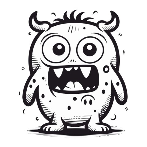 Funny cartoon monster. Vector illustration isolated on a white b