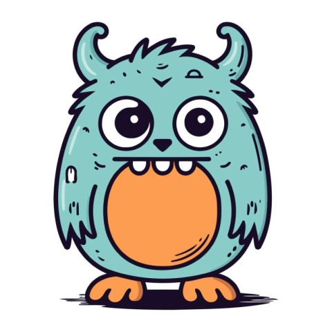 Funny cartoon monster. Vector illustration in doodle style.