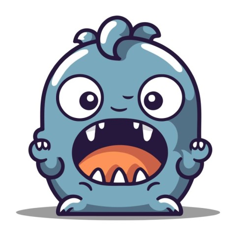 Angry monster character cartoon vector illustration. Cute monste