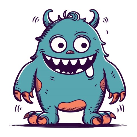 Funny cartoon monster. Vector illustration of a funny monster wi