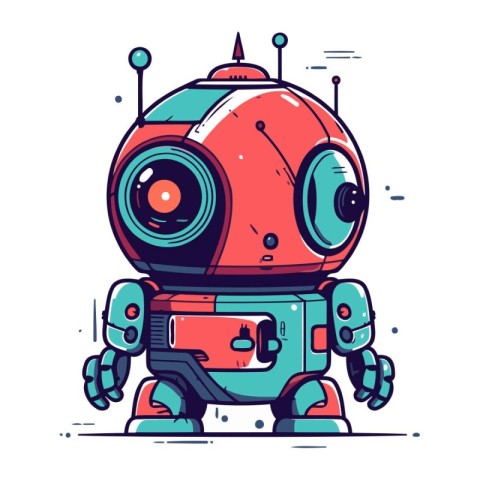 Vector illustration of cute robot. Isolated on a white backgroun