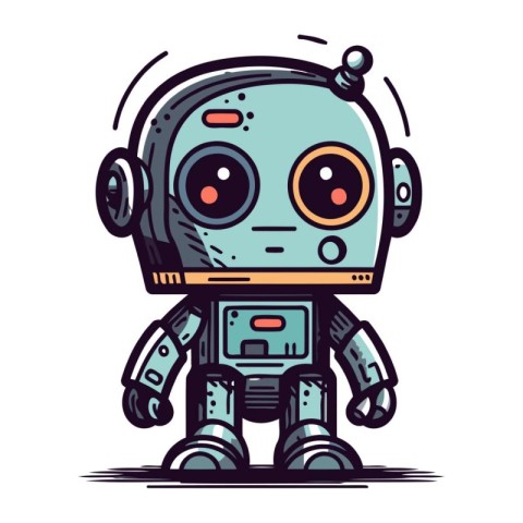 Cute cartoon robot. Vector illustration isolated on a white back