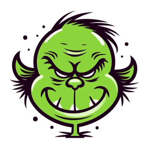 Angry cartoon monster. Vector illustration of a green monster wi