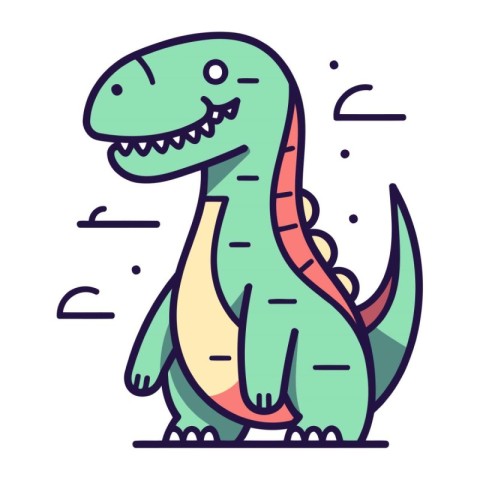 Cute cartoon dinosaur. Vector illustration. Dinosaur in flat sty