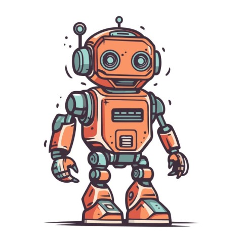 Robot cartoon character. Vector illustration on white background