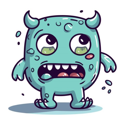 Cartoon monster. Vector illustration of a cute monster with horn