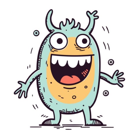 Funny cartoon monster. Vector illustration. Isolated on white ba