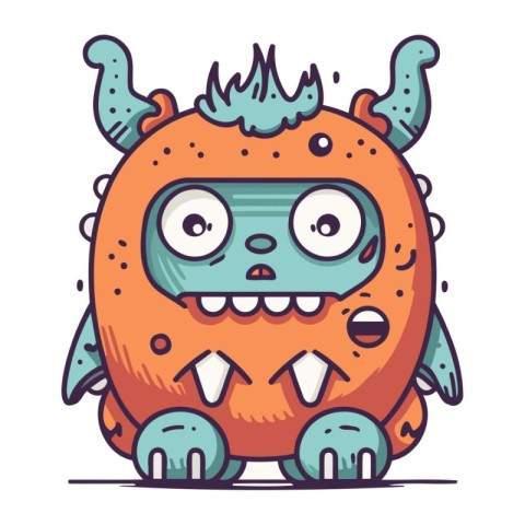 Cartoon monster. Vector illustration of a cute monster. Cute mon