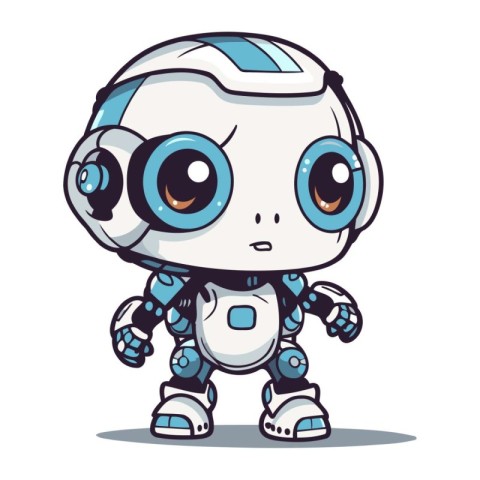 Cute robot. Vector illustration of a cartoon robot isolated on w