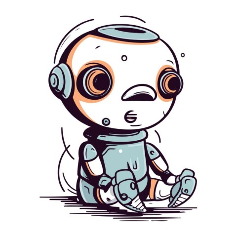 Cute cartoon robot. Vector illustration of a cute little robot.