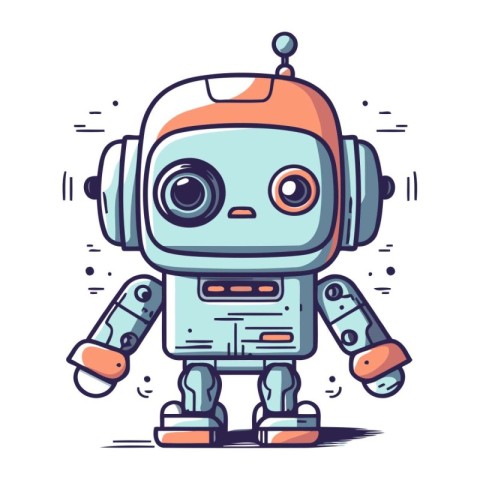 Vector cute cartoon robot character. Isolated illustration on a