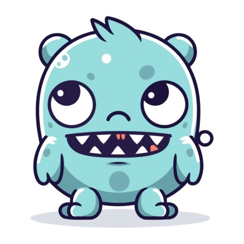 Cute cartoon monster with big eyes and funny expression. Vector