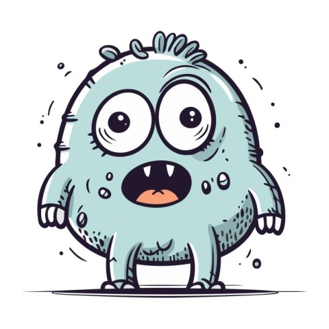 Funny cartoon monster with big eyes. Vector illustration on whit