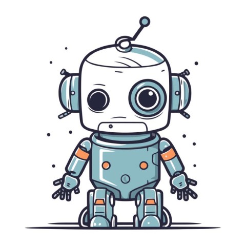 Cute robot. Vector illustration. Cartoon style. Isolated.