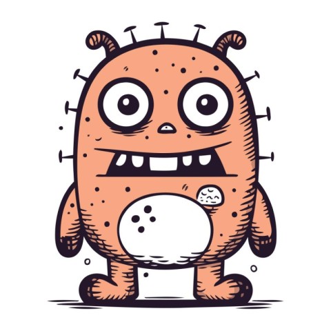 Cartoon monster. Vector illustration of a funny monster with emo