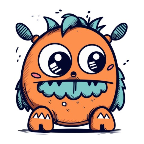 Funny cartoon monster. Vector illustration of a monster with emo