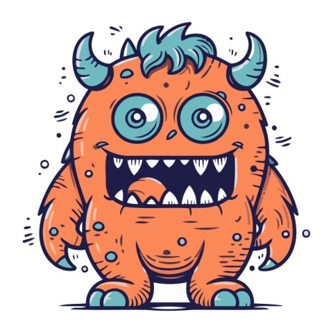 Funny cartoon monster. Vector illustration. Cute monster. Cartoo