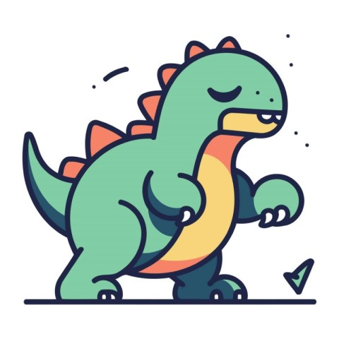 Cute dinosaur vector illustration in flat cartoon style. Dinosau