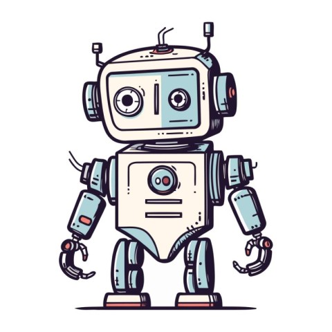 Cartoon robot. Vector illustration of a robot. Cute robot.