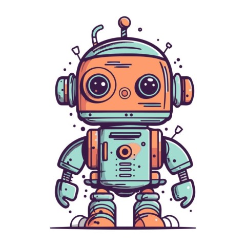 Cute cartoon robot. Vector illustration of a cute little robot.