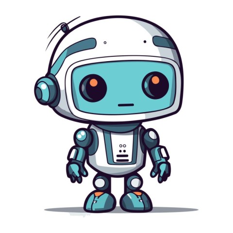 Cute cartoon robot isolated on a white background. Vector illust